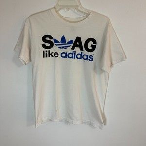 Adidas Men's Swag Like Adidas T-Shirt White Size Small (Small Spot on Back